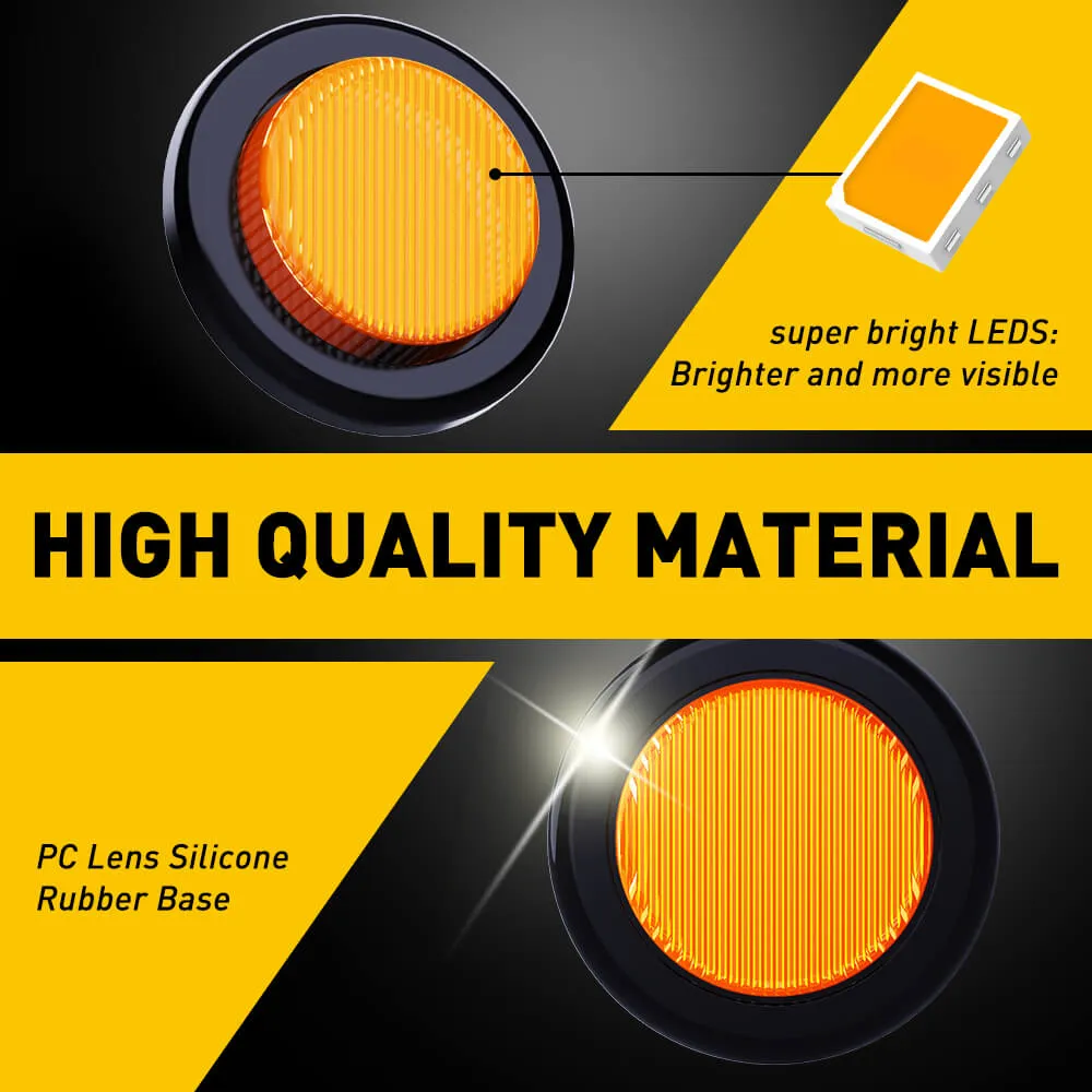 10PCS 2inch Round LED Side Marker Light for Truck Trailer 12V (red/yellow/white)