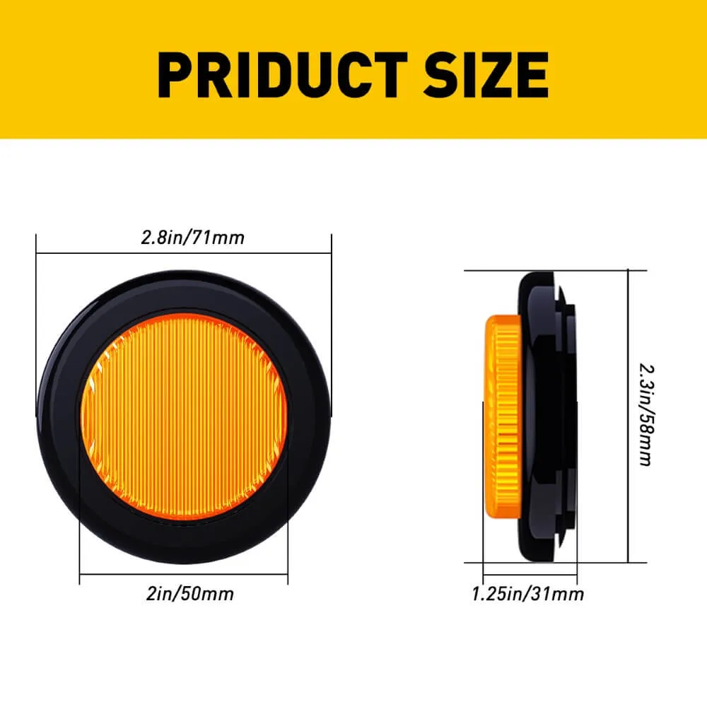 10PCS 2inch Round LED Side Marker Light for Truck Trailer 12V (red/yellow/white)
