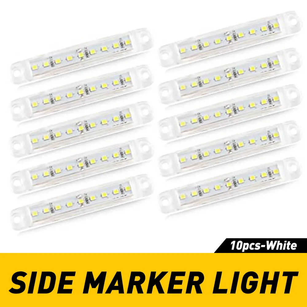 10Pcs 3.94 Inch Slim LED Side Marker Lights 12-24V 9 SMD LED for Truck Trailer RV Bus