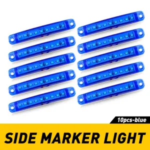 10Pcs 3.94 Inch Slim LED Side Marker Lights 12-24V 9 SMD LED for Truck Trailer RV Bus