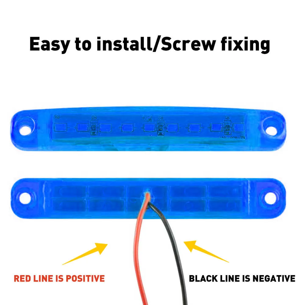 10Pcs 3.94 Inch Slim LED Side Marker Lights 12-24V 9 SMD LED for Truck Trailer RV Bus