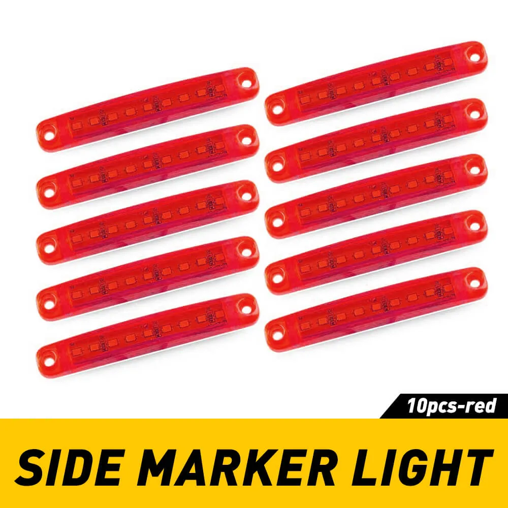 10Pcs 3.94 Inch Slim LED Side Marker Lights 12-24V 9 SMD LED for Truck Trailer RV Bus