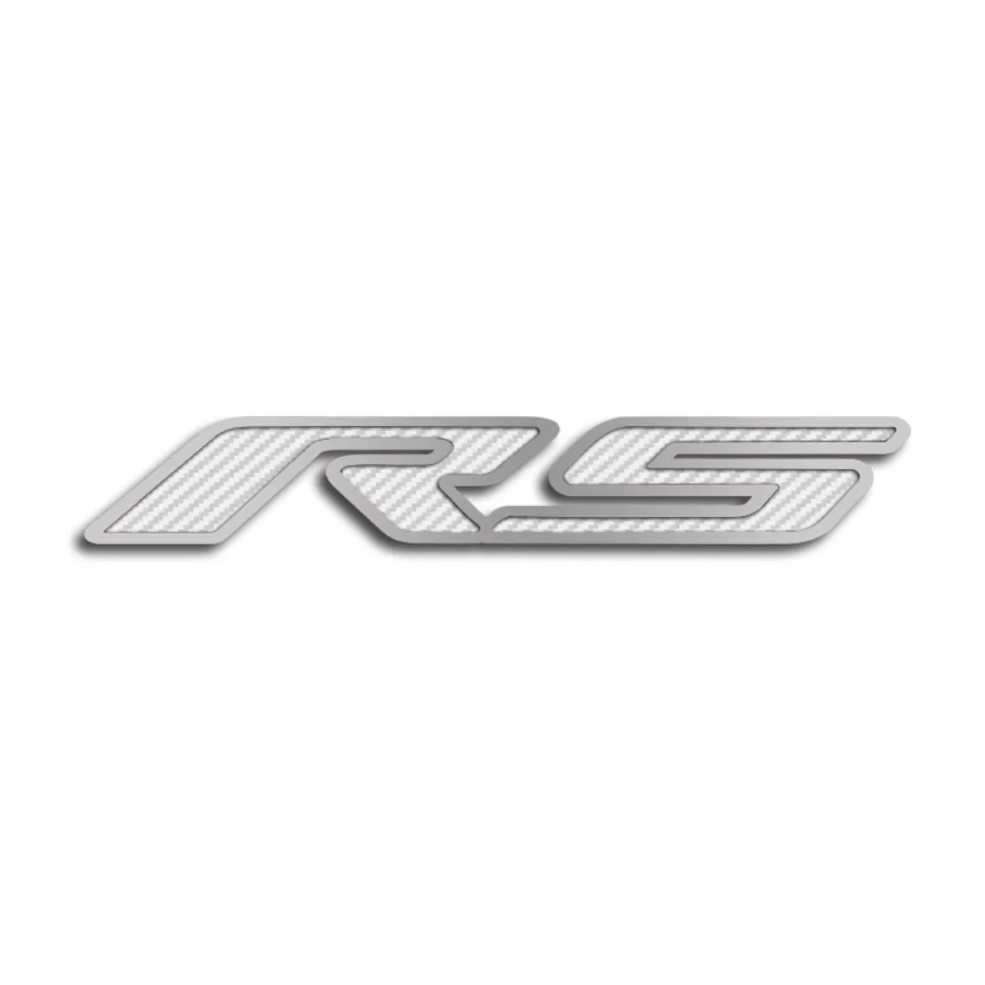 2010-2019 CAMARO RS - 'RS' HOOD EMBLEM - BRUSHED STAINLESS STEEL