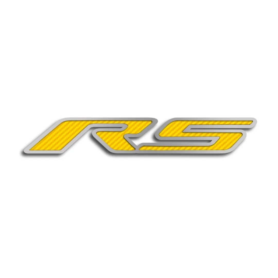 2010-2019 CAMARO RS - 'RS' HOOD EMBLEM - BRUSHED STAINLESS STEEL