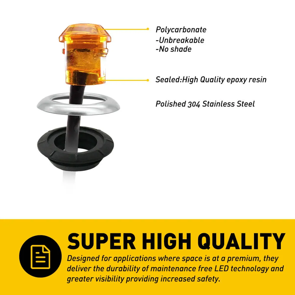 20PCS 0.75inch Round LED Side Marker Light With Stainless Chrome Bezel Cover for Truck Trailer