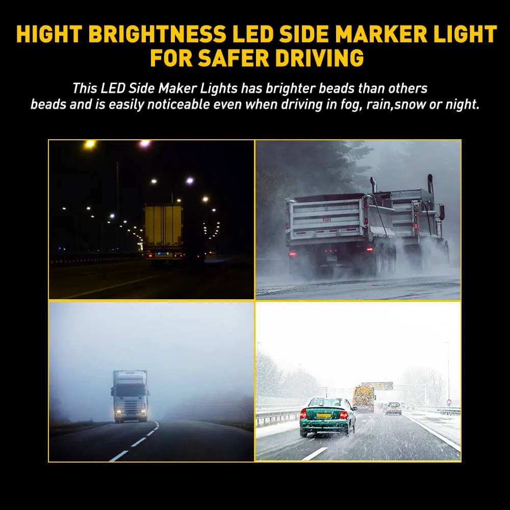 20PCS 0.75inch Round LED Side Marker Light With Stainless Chrome Bezel Cover for Truck Trailer