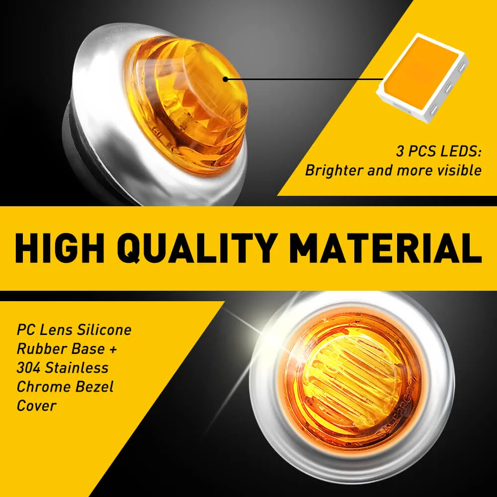 20PCS 0.75inch Round LED Side Marker Light With Stainless Chrome Bezel Cover for Truck Trailer
