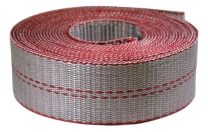 2" Heavy Duty Grey Webbing w/ Red Edge Guard - 12,000 lb. MBS