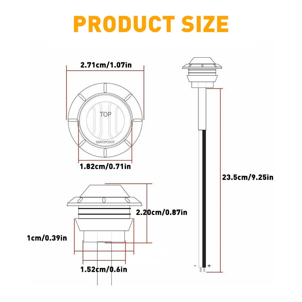 3/4 Inch Smoked LED Side Marker lights Round Bullet Mini Size 3LEDs Truck Trailer(10pcs/20pcs)