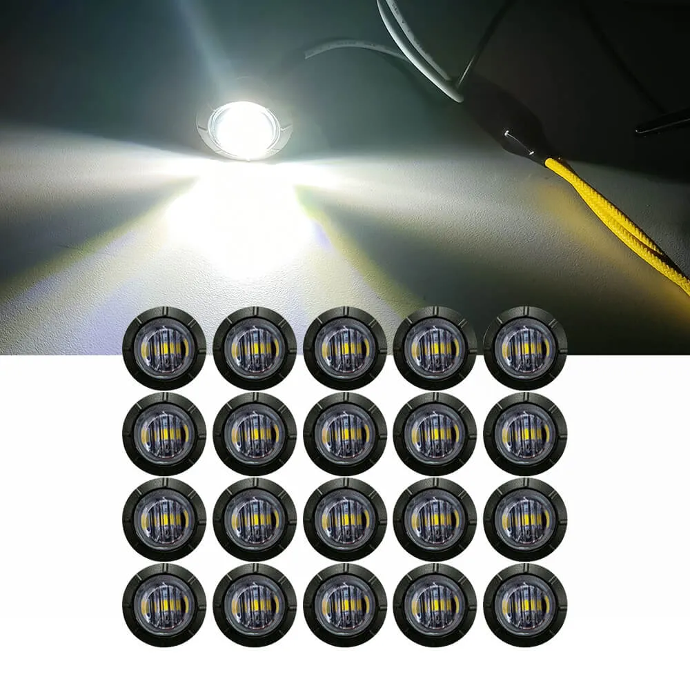 3/4 Inch Smoked LED Side Marker lights Round Bullet Mini Size 3LEDs Truck Trailer(10pcs/20pcs)