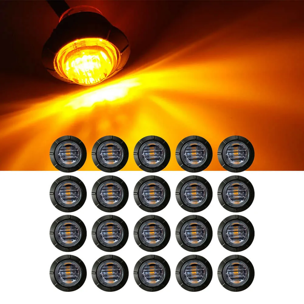 3/4 Inch Smoked LED Side Marker lights Round Bullet Mini Size 3LEDs Truck Trailer(10pcs/20pcs)