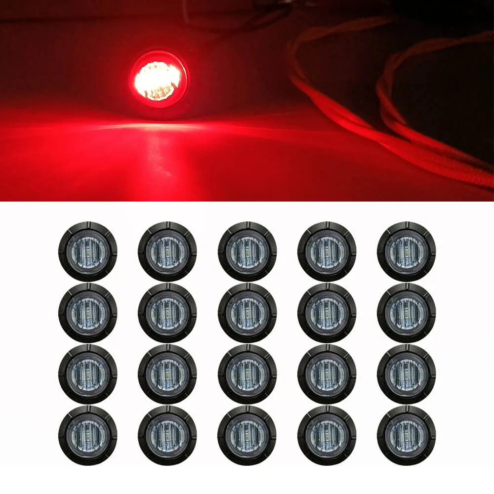 3/4 Inch Smoked LED Side Marker lights Round Bullet Mini Size 3LEDs Truck Trailer(10pcs/20pcs)