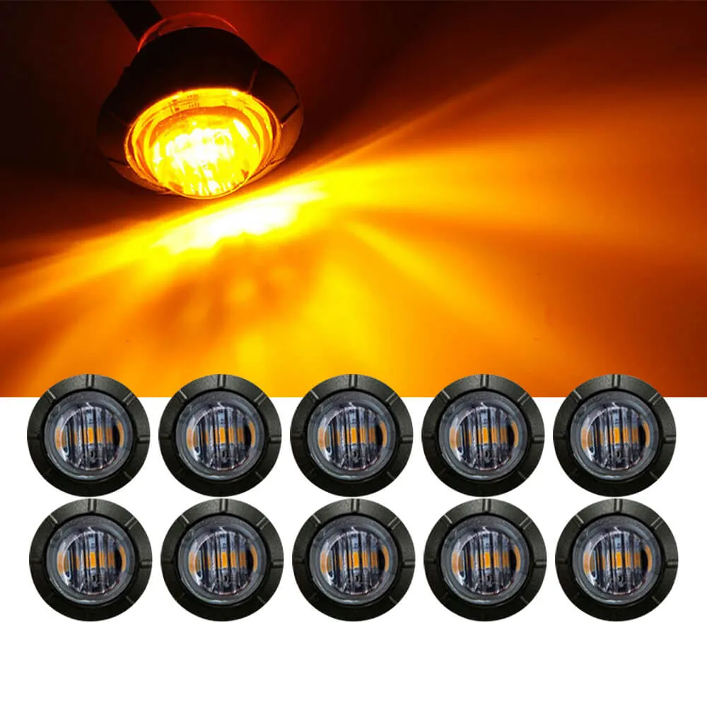 3/4 Inch Smoked LED Side Marker lights Round Bullet Mini Size 3LEDs Truck Trailer(10pcs/20pcs)