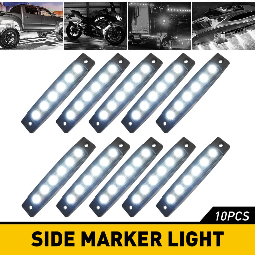 3.9 Inches Slim LED Side Marker Lights 6 LEDs Smoked Len for Truck Trailer RV Spare Tire Cover 10pcs