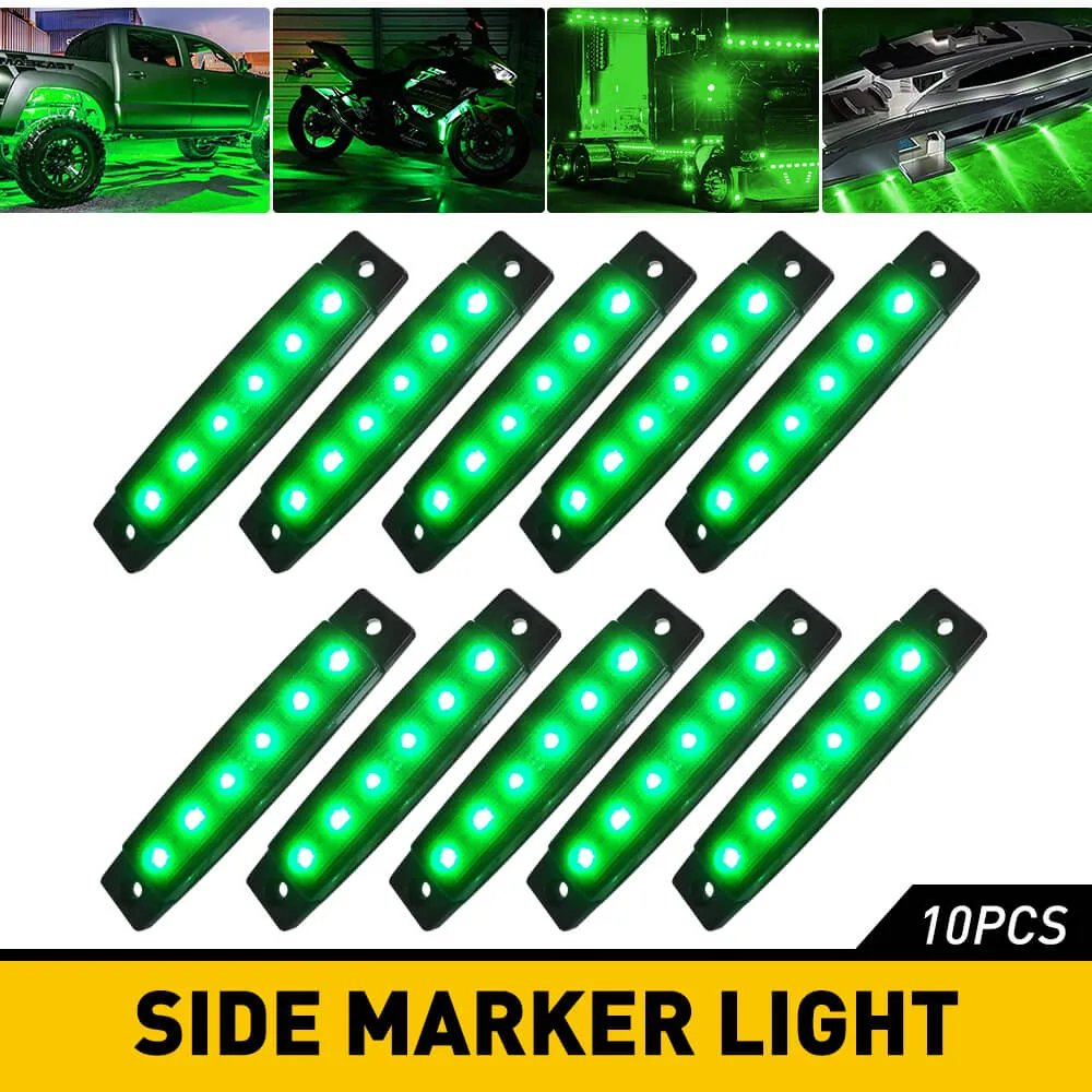 3.9 Inches Slim LED Side Marker Lights 6 LEDs Smoked Len for Truck Trailer RV Spare Tire Cover 10pcs