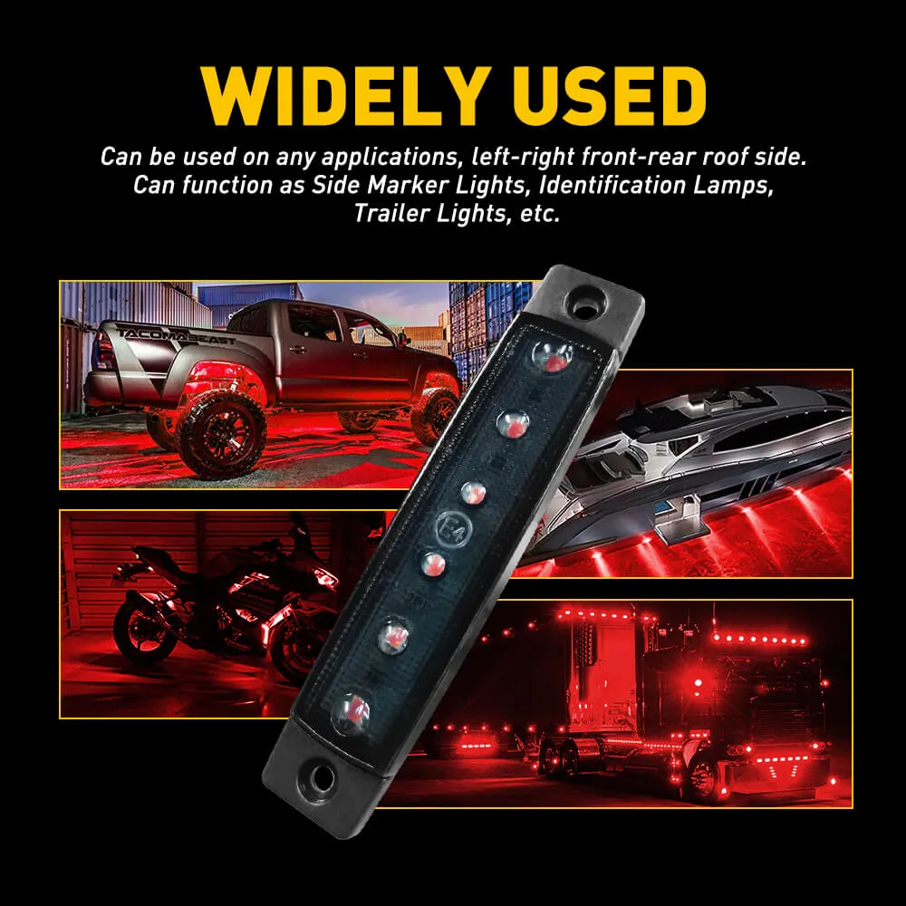 3.9 Inches Slim LED Side Marker Lights 6 LEDs Smoked Len for Truck Trailer RV Spare Tire Cover 10pcs