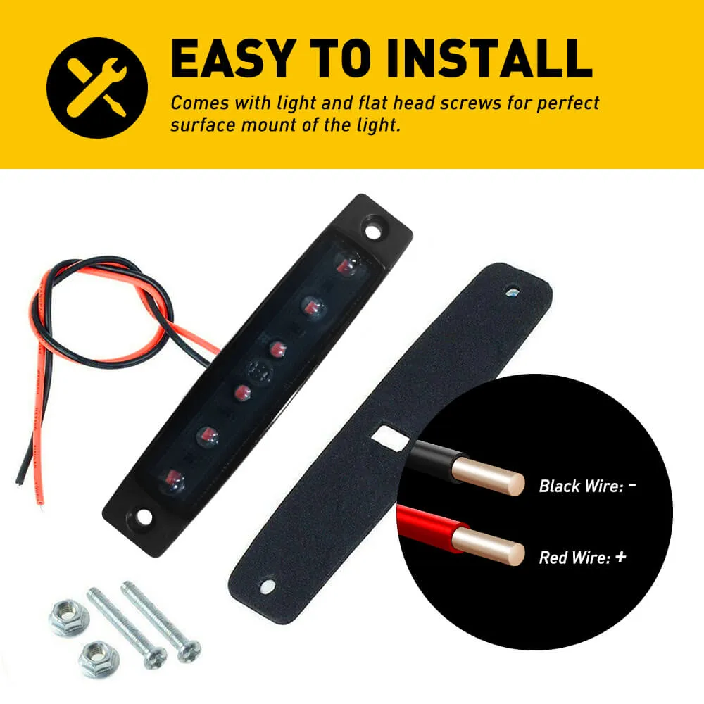 3.9 Inches Slim LED Side Marker Lights 6 LEDs Smoked Len for Truck Trailer RV Spare Tire Cover 10pcs