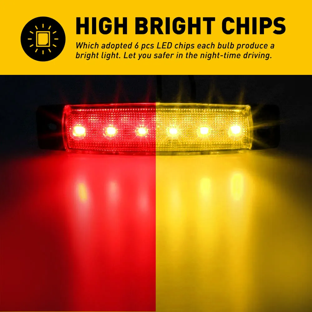 3.9 Inches Slim LED Side Marker Lights 6 LEDs Smoked Len for Truck Trailer RV Spare Tire Cover 10pcs