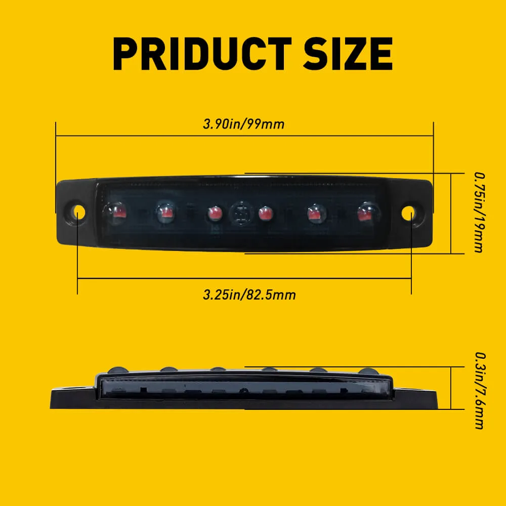 3.9 Inches Slim LED Side Marker Lights 6 LEDs Smoked Len for Truck Trailer RV Spare Tire Cover 10pcs