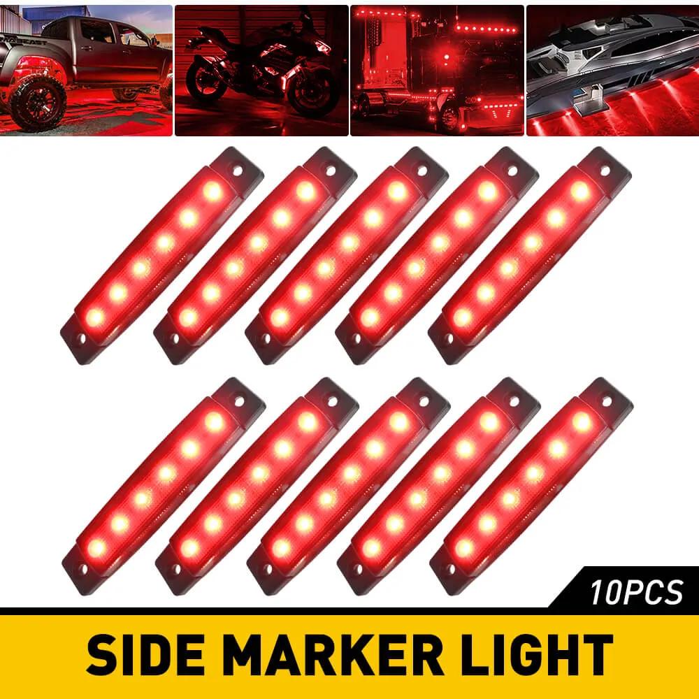 3.9 Inches Slim LED Side Marker Lights 6 LEDs Smoked Len for Truck Trailer RV Spare Tire Cover 10pcs