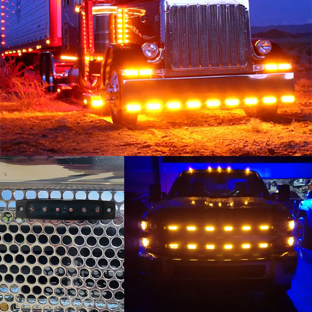 3.9 Inches Slim LED Side Marker Lights 6 LEDs Smoked Len for Truck Trailer RV Spare Tire Cover 10pcs