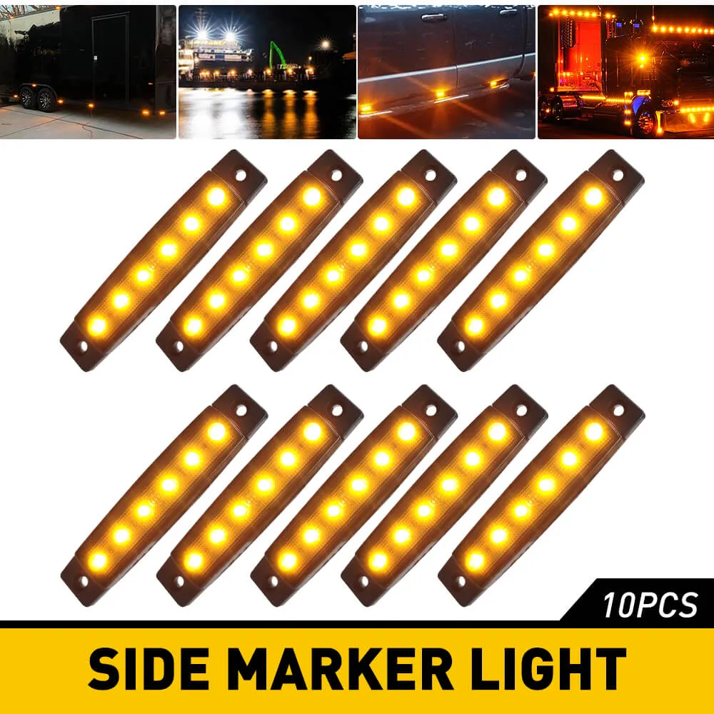 3.9 Inches Slim LED Side Marker Lights 6 LEDs Smoked Len for Truck Trailer RV Spare Tire Cover 10pcs