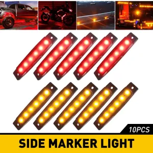 3.9 Inches Slim LED Side Marker Lights 6 LEDs Smoked Len for Truck Trailer RV Spare Tire Cover 10pcs