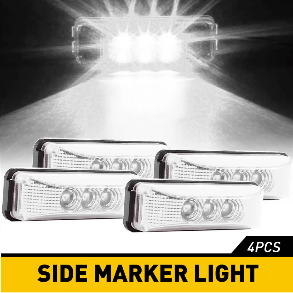 4 Inch 3 LEDs Front Rear LED Side Marker Light for 12V Truck Trailer RV 4PCS