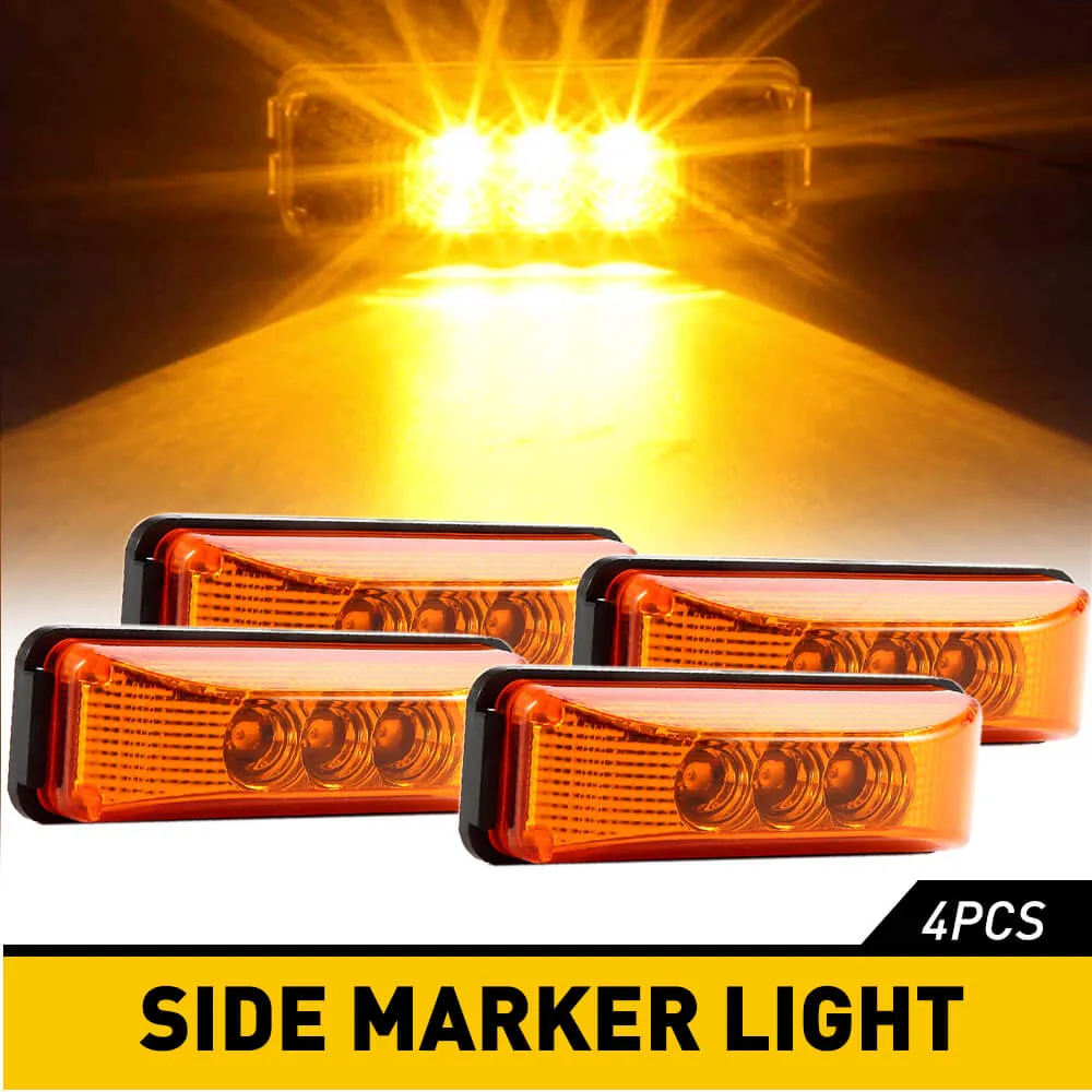 4 Inch 3 LEDs Front Rear LED Side Marker Light for 12V Truck Trailer RV 4PCS
