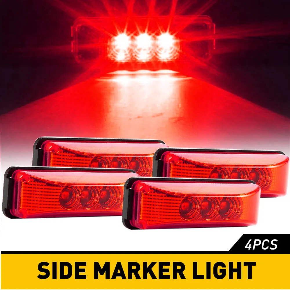 4 Inch 3 LEDs Front Rear LED Side Marker Light for 12V Truck Trailer RV 4PCS