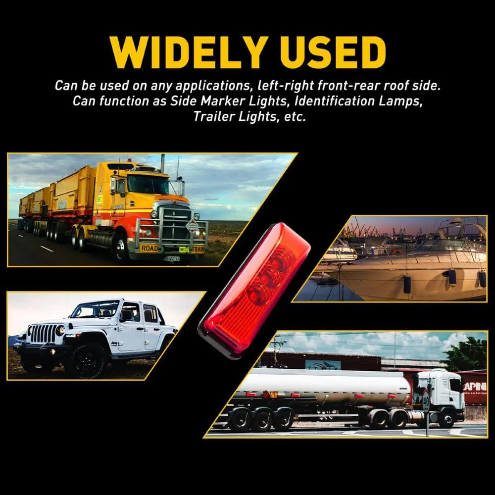 4 Inch 3 LEDs Front Rear LED Side Marker Light for 12V Truck Trailer RV 4PCS