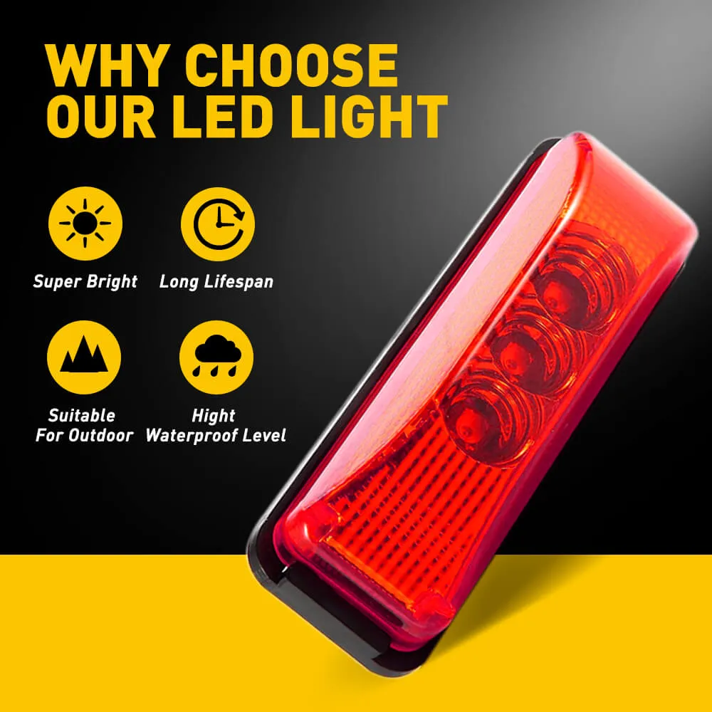 4 Inch 3 LEDs Front Rear LED Side Marker Light for 12V Truck Trailer RV 4PCS
