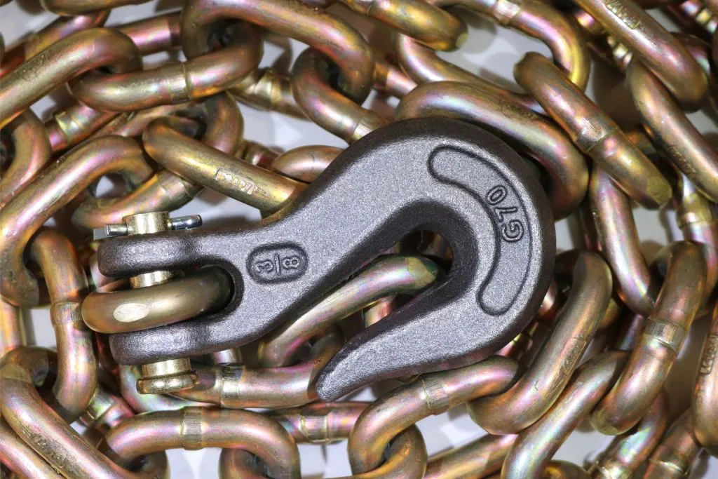 5/16" x 20 Ft  G70 Transport Chain w/ Clevis Grab Hooks USA | 100 PACK