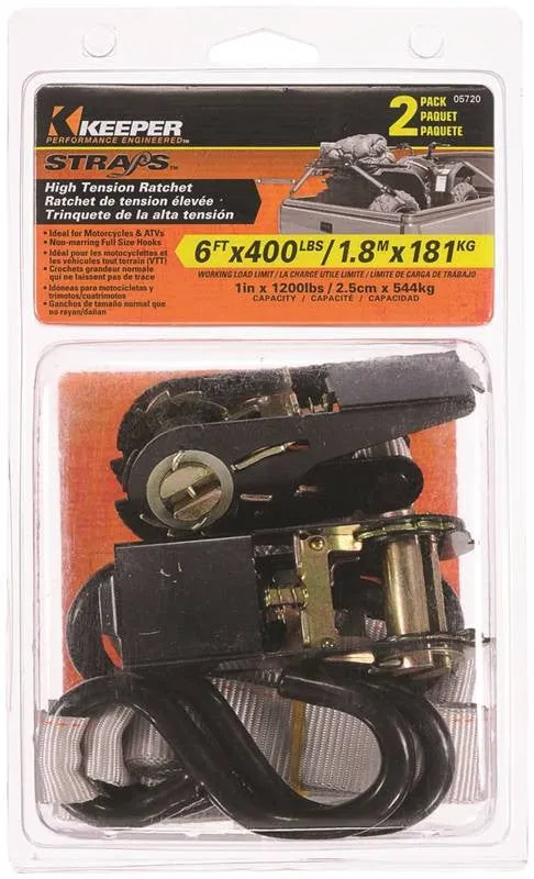 6ft Ratchet-cycle Tie Down 2pk