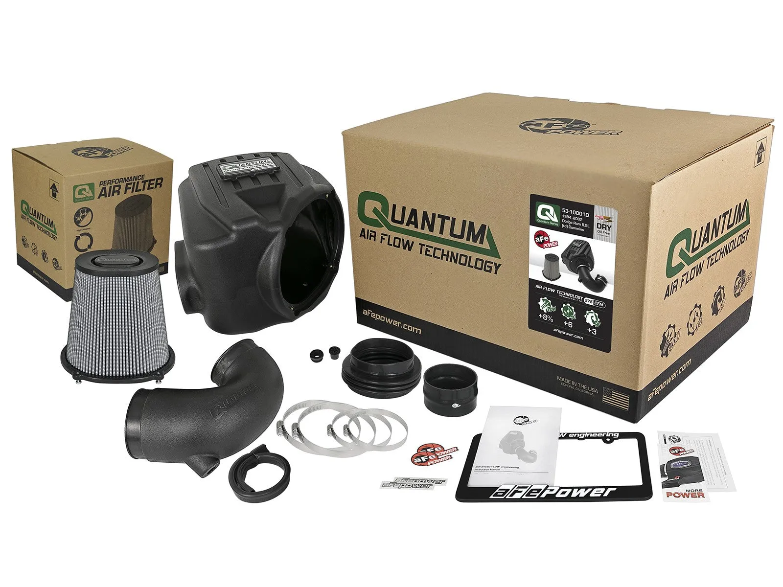 aFe Quantum Cold Air Intake Dodge 2500/3500 Cummins TD 5.9L (94-02) Dry or Oiled Air Filter