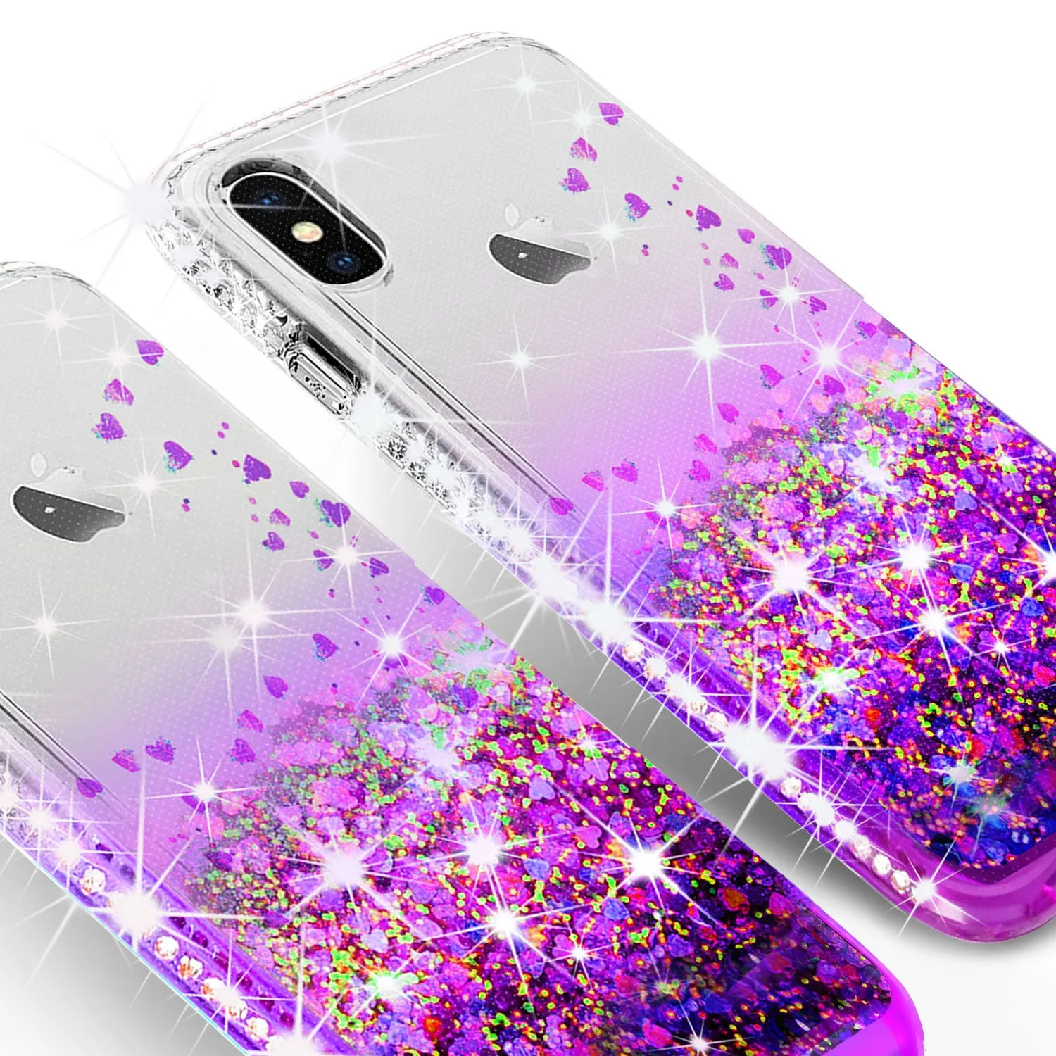 Apple iPhone XS Max Case Liquid Glitter Phone Case Waterfall Floating Quicksand Bling Sparkle Cute Protective Girls Women Cover for iPhone XS Max - Purple