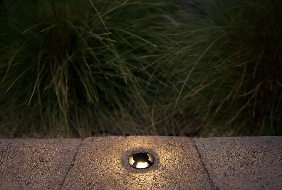 Brilliance VersaBeam Brass Round Quad Slot Flange in Black Finish 2700K