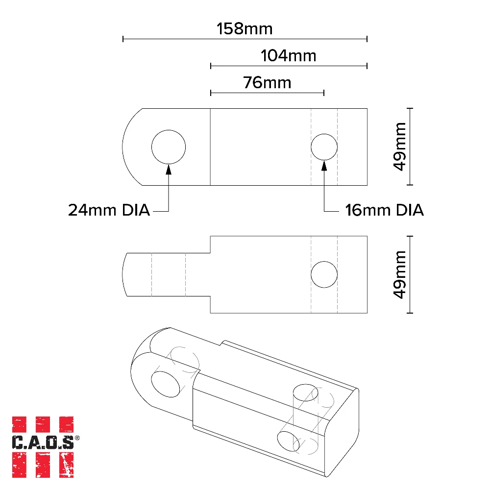CAOS 4.75T WLL Shackle and Hitch Receiver - Lifetime Warranty