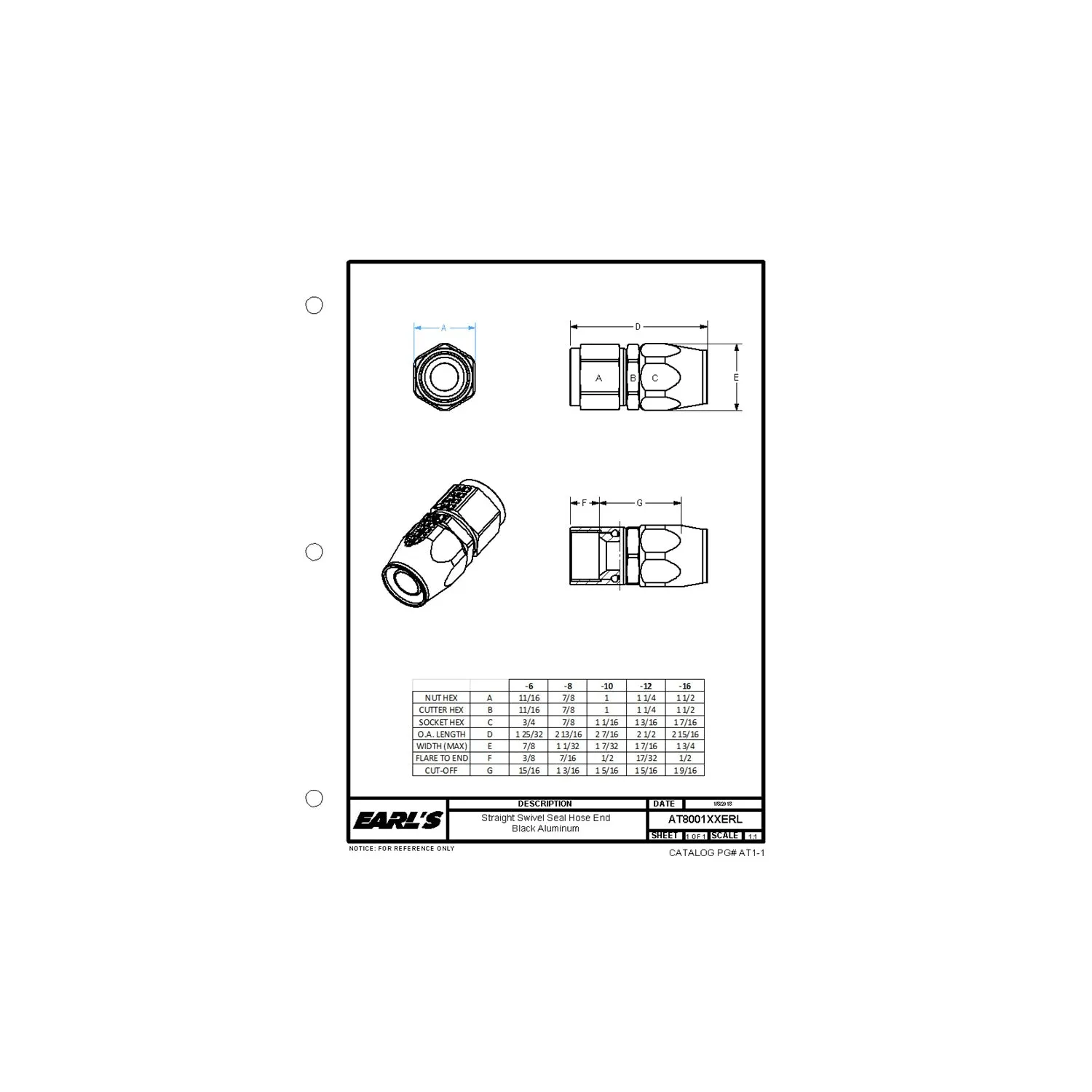 Earl's SwivelSeal AnoTuff Straight -12 AN Female to -12 AN Hose End