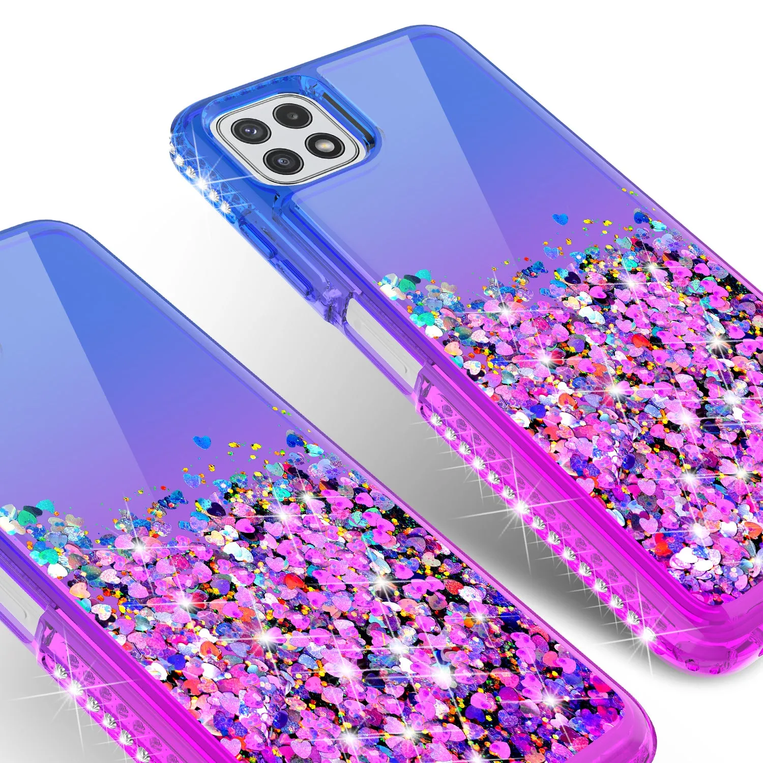 For Boost Celero 5G Case Liquid Glitter Phone Case Waterfall Floating Quicksand Bling Sparkle Cute Protective Girls Women Cover for Boost Celero 5G W/Temper Glass -  (Blue/Purple Gradient)