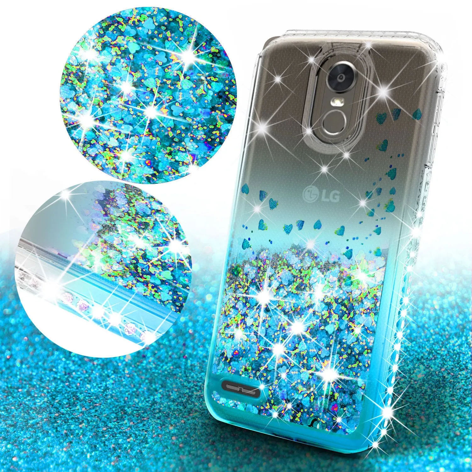LG Stylo 3 Case, LG Stylus 3 Case Liquid Glitter Phone Case Waterfall Floating Quicksand Bling Sparkle Cute Protective Girls Women Cover for Stylo 3/Stylus 3 - Teal