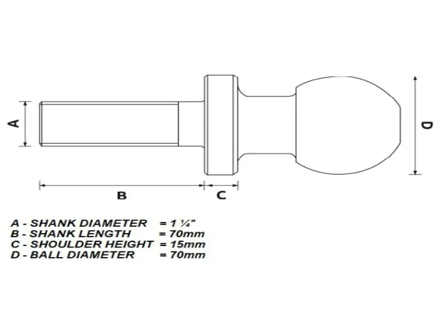 Mister Hitches - 70mm Chrome Tow Ball For Heavy Duty Hitch | 4500kg Towing   (MHTB70CB)