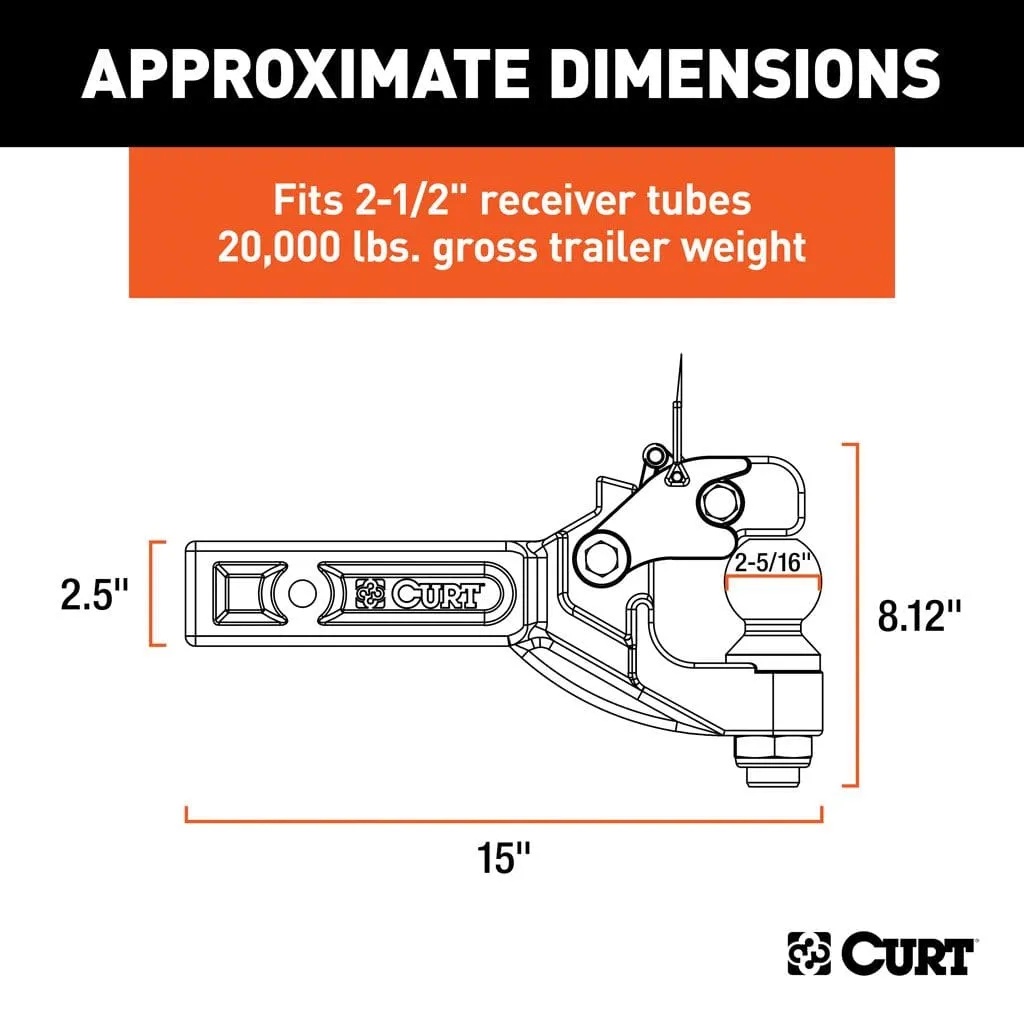 Receiver-Mount Ball & Pintle Hitch (2-1/2" Shank, 2-5/16" Ball, 20,000 lbs.)