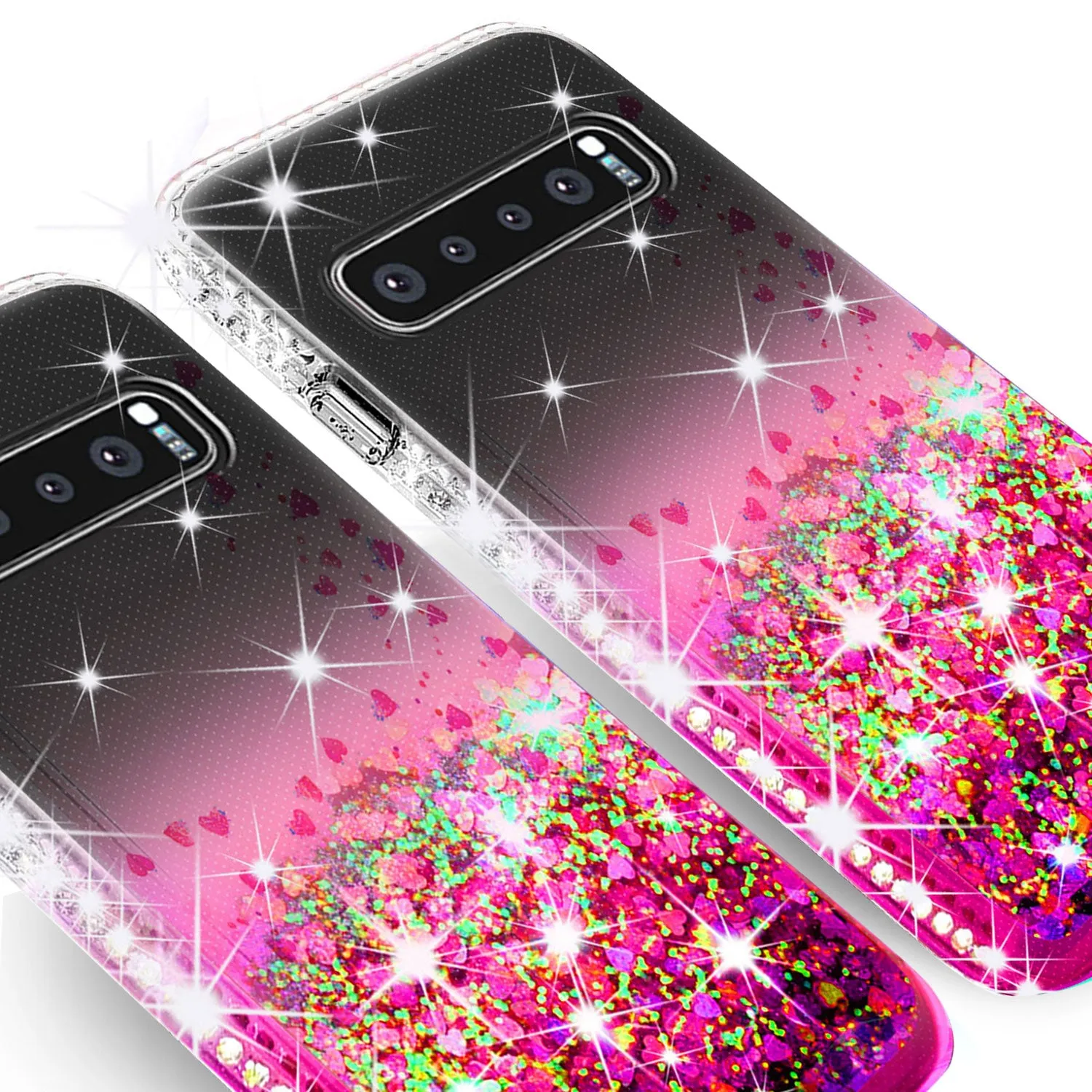 Samsung Galaxy S10 Case Liquid Glitter Phone Case Waterfall Floating Quicksand Bling Sparkle Cute Protective Girls Women Cover for Galaxy S10 - Hot Pink