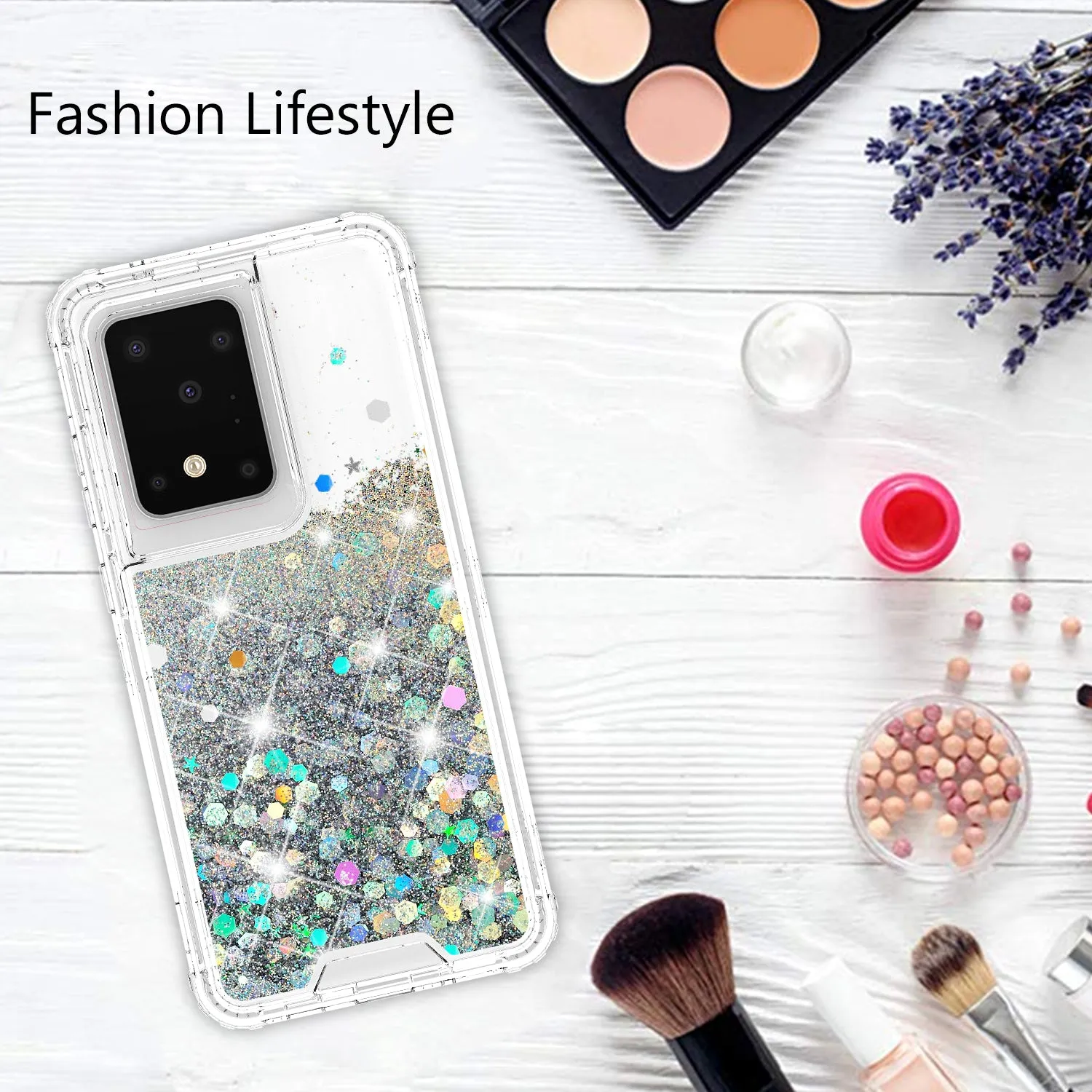 Samsung Galaxy S20 Case,Hard Clear Glitter Sparkle Flowing Liquid Heavy Duty Shockproof Three Layer Protective Bling Girls Women Cases for Samsung Galaxy S20 - Clear