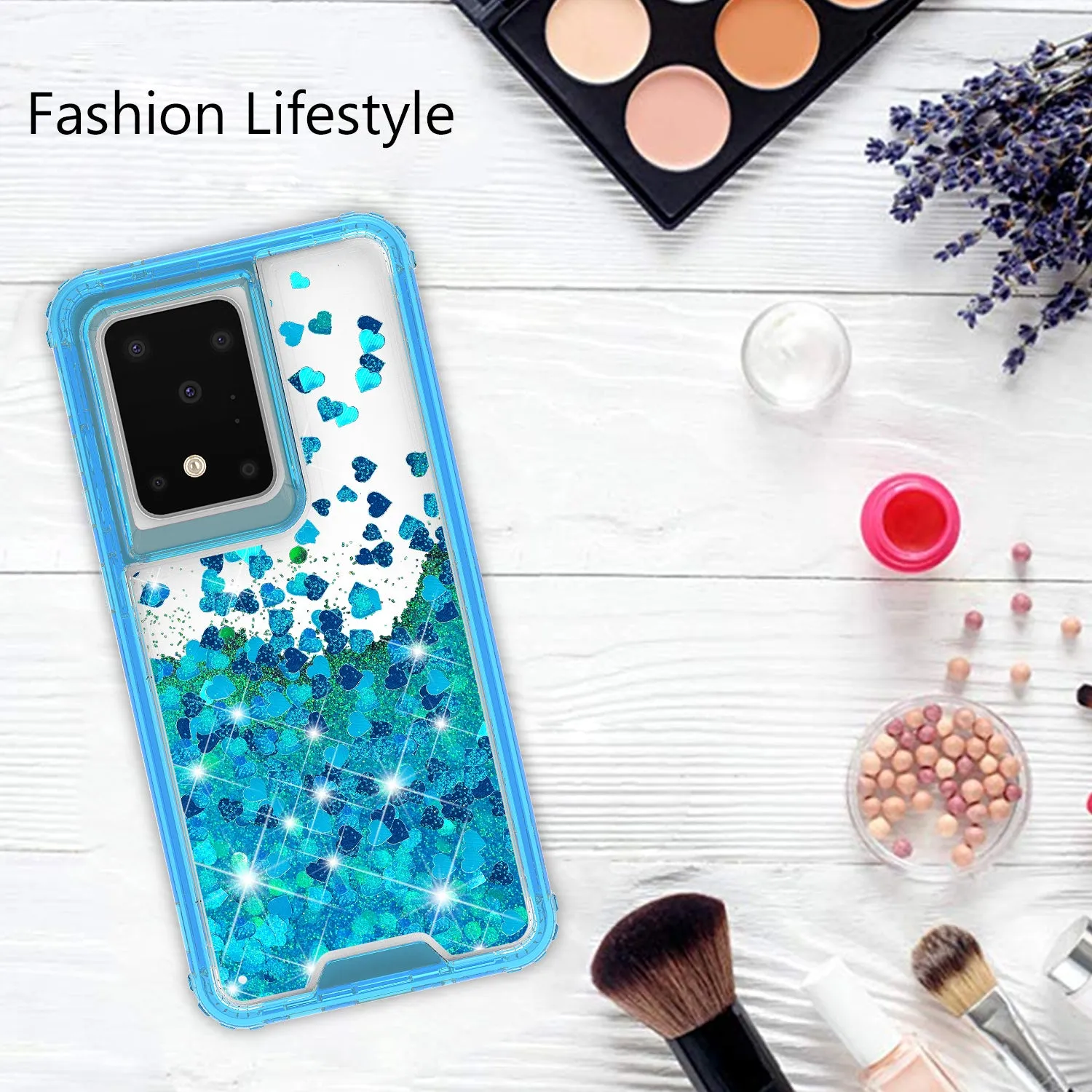 Samsung Galaxy S20 Ultra Case,Hard Clear Glitter Sparkle Flowing Liquid Heavy Duty Shockproof Three Layer Protective Bling Girls Women Cases for Samsung Galaxy S20 Ultra - Teal