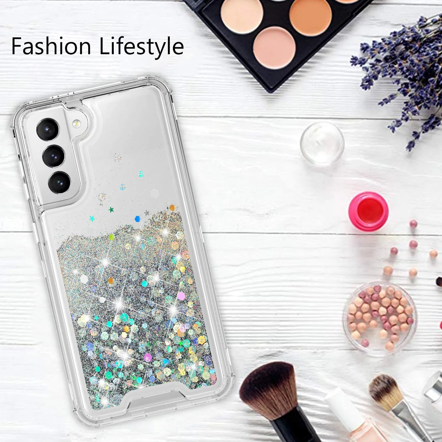 Samsung Galaxy S21  /Galaxy S21 Plus Case,Hard Clear Glitter Sparkle Flowing Liquid Heavy Duty Shockproof Three Layer Protective Bling Girls Women Cases for Samsung Galaxy S21  /Galaxy S21 Plus - Clear