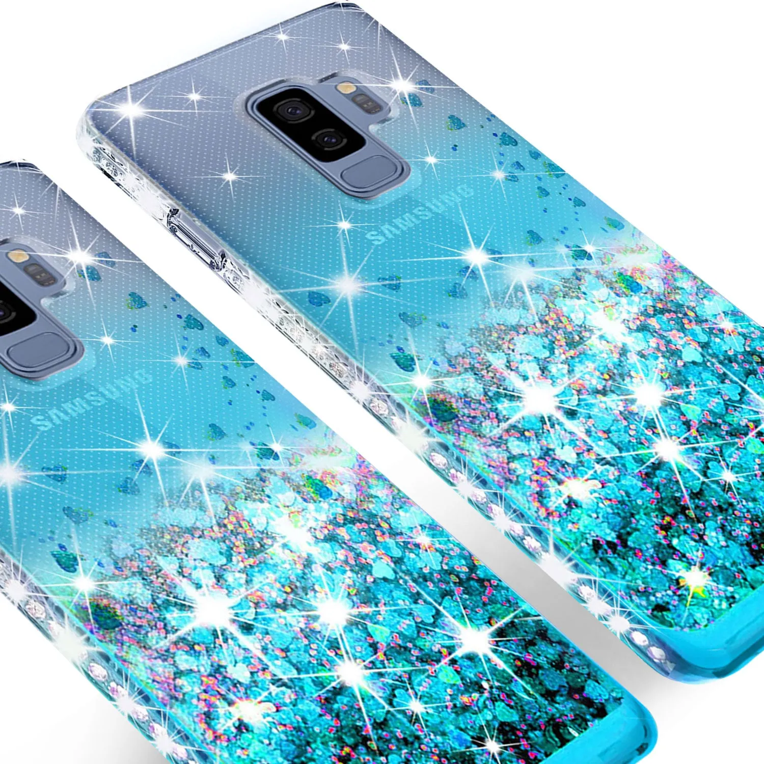 Samsung Galaxy S9 Case Liquid Glitter Phone Case Waterfall Floating Quicksand Bling Sparkle Cute Protective Girls Women Cover for Galaxy S9 - Teal