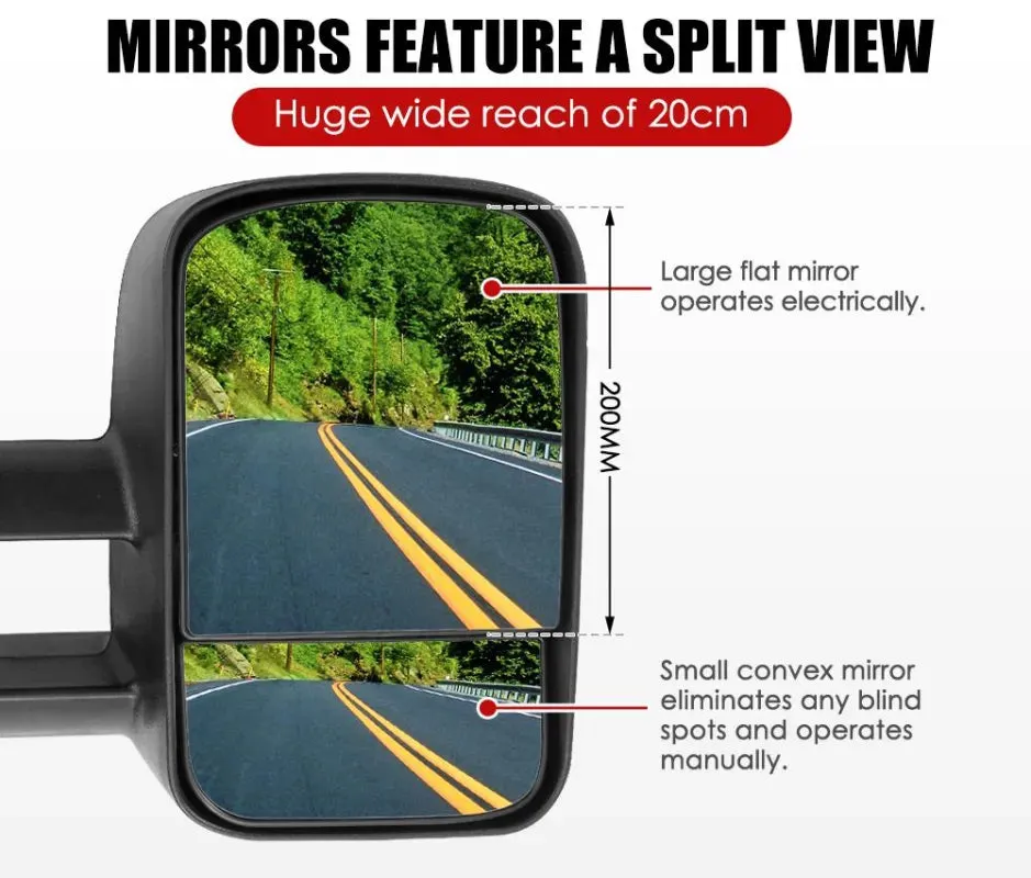 San Hima Extendable Towing Mirrors for Toyota Prado 120 | 2003 - 2009