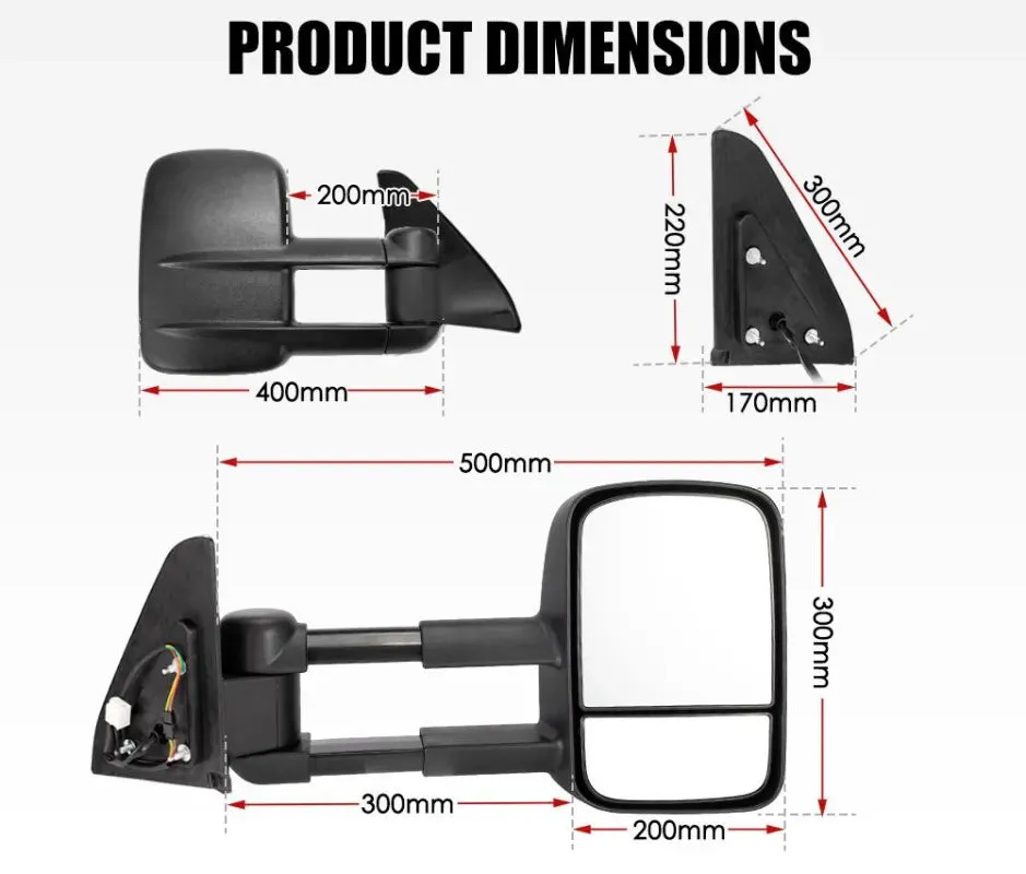 San Hima Extendable Towing Mirrors for Toyota Prado 120 | 2003 - 2009